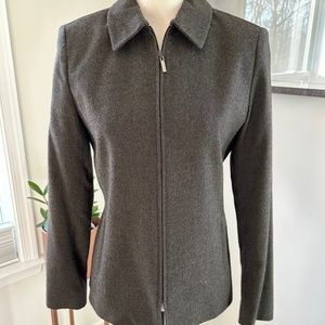 Kasper A.S.L. Wool Blend Tailored Zip Front Career Jacket Size 4 Fully Lined